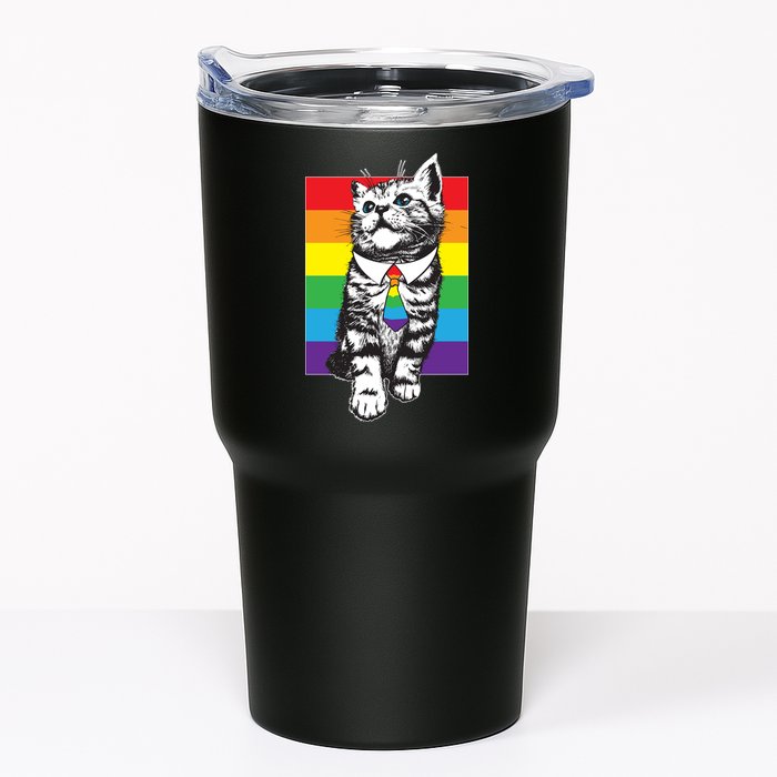 Retro Gay Pride Ally Support Kitten Tumbler