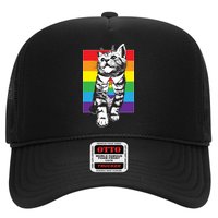 Retro Gay Pride Ally Support Kitten Trucker Hat