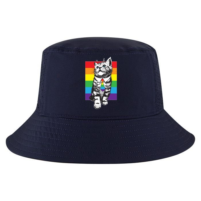 Retro Gay Pride Ally Support Kitten Cool Comfort Performance Bucket Hat