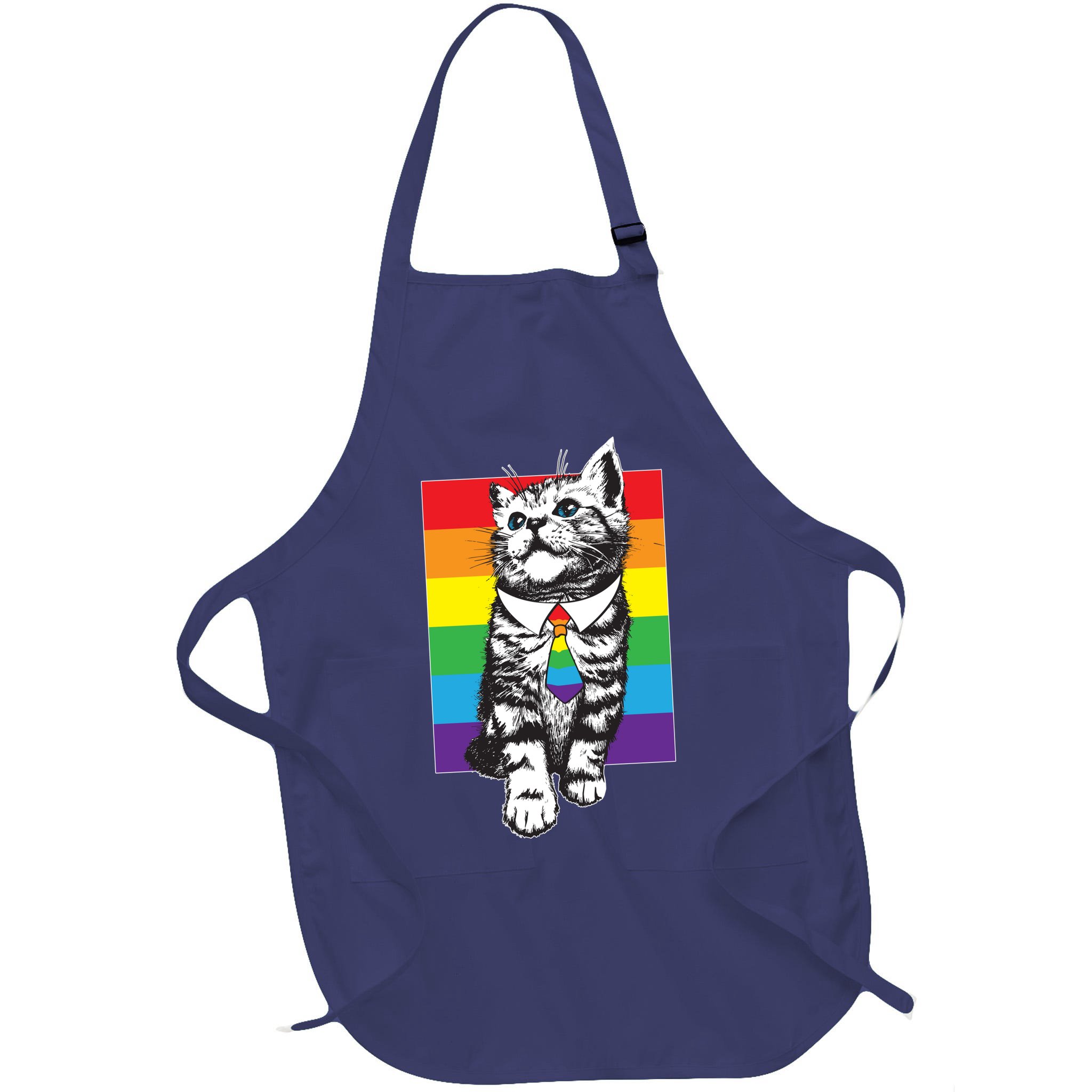 Retro Gay Pride Ally Support Kitten Apron