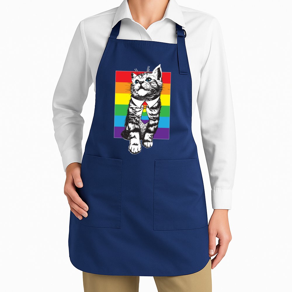 Retro Gay Pride Ally Support Kitten Apron