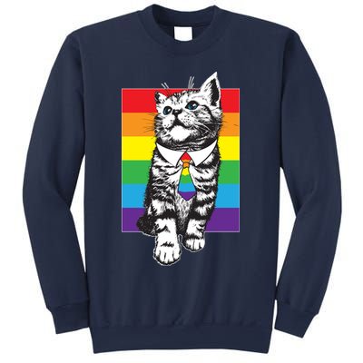 Retro Gay Pride Ally Support Kitten Sweatshirt