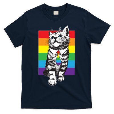 Retro Gay Pride Ally Support Kitten T-Shirt