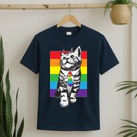 Retro Gay Pride Ally Support Kitten T-Shirt