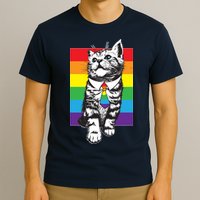 Retro Gay Pride Ally Support Kitten T-Shirt