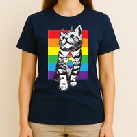 Retro Gay Pride Ally Support Kitten T-Shirt