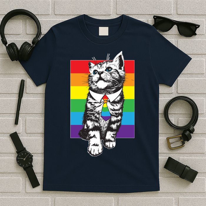 Retro Gay Pride Ally Support Kitten T-Shirt