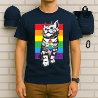Retro Gay Pride Ally Support Kitten T-Shirt