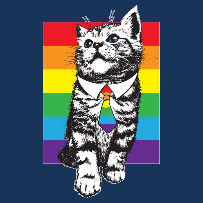 Retro Gay Pride Ally Support Kitten T-Shirt