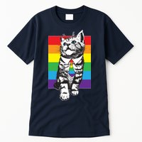 Retro Gay Pride Ally Support Kitten Tall T-Shirt
