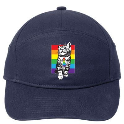 Retro Gay Pride Ally Support Kitten 7-Panel Snapback Hat