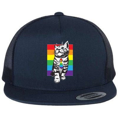 Retro Gay Pride Ally Support Kitten Flatbill Hat