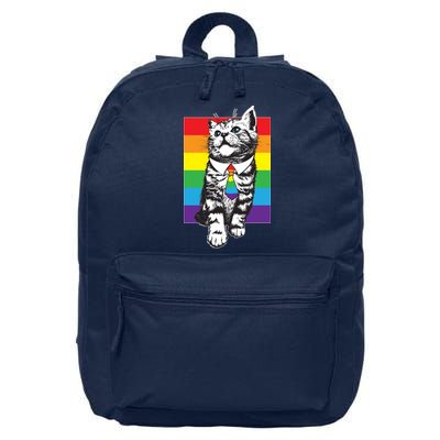 Retro Gay Pride Ally Support Kitten 16 in Basic Backpack