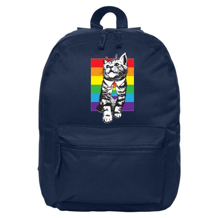 Retro Gay Pride Ally Support Kitten 16 in Basic Backpack