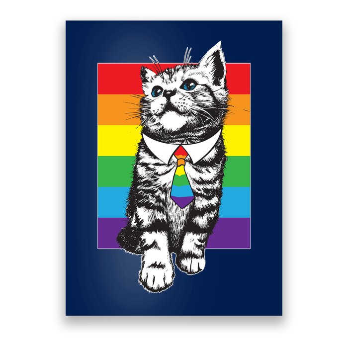 Retro Gay Pride Ally Support Kitten Poster