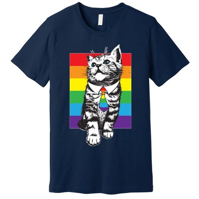 Retro Gay Pride Ally Support Kitten Premium T-Shirt