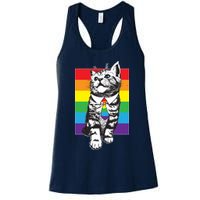 Retro Gay Pride Ally Support Kitten Womens Tank Top