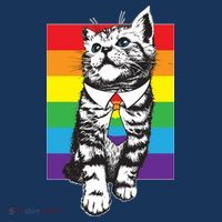 Retro Gay Pride Ally Support Kitten Pom Pom 12in Knit Beanie