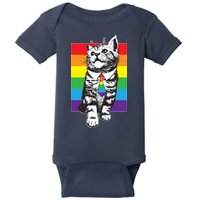 Retro Gay Pride Ally Support Kitten Baby Bodysuit