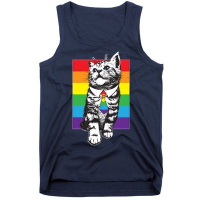 Retro Gay Pride Ally Support Kitten Tank Top