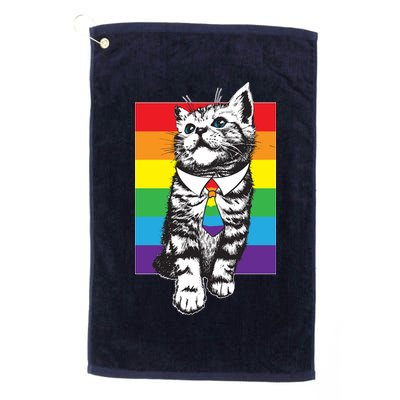 Retro Gay Pride Ally Support Kitten Golf Towel
