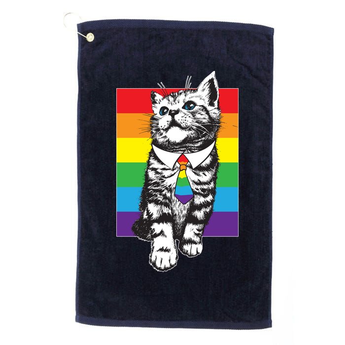 Retro Gay Pride Ally Support Kitten Golf Towel
