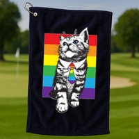 Retro Gay Pride Ally Support Kitten Golf Towel
