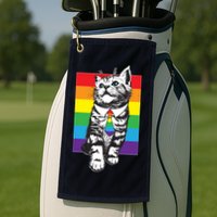 Retro Gay Pride Ally Support Kitten Golf Towel