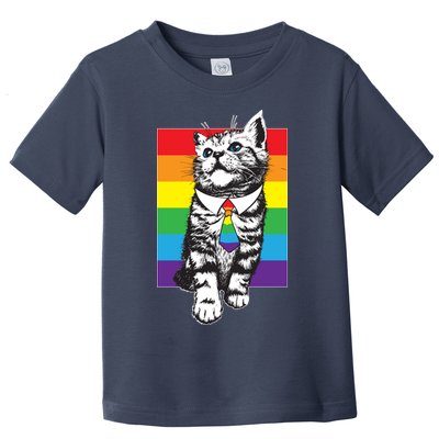 Retro Gay Pride Ally Support Kitten Toddler T-Shirt