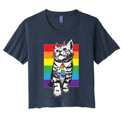 Retro Gay Pride Ally Support Kitten Crop Top