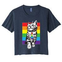 Retro Gay Pride Ally Support Kitten Crop Top