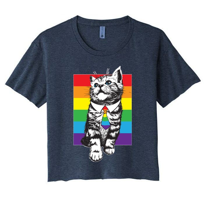 Retro Gay Pride Ally Support Kitten Crop Top