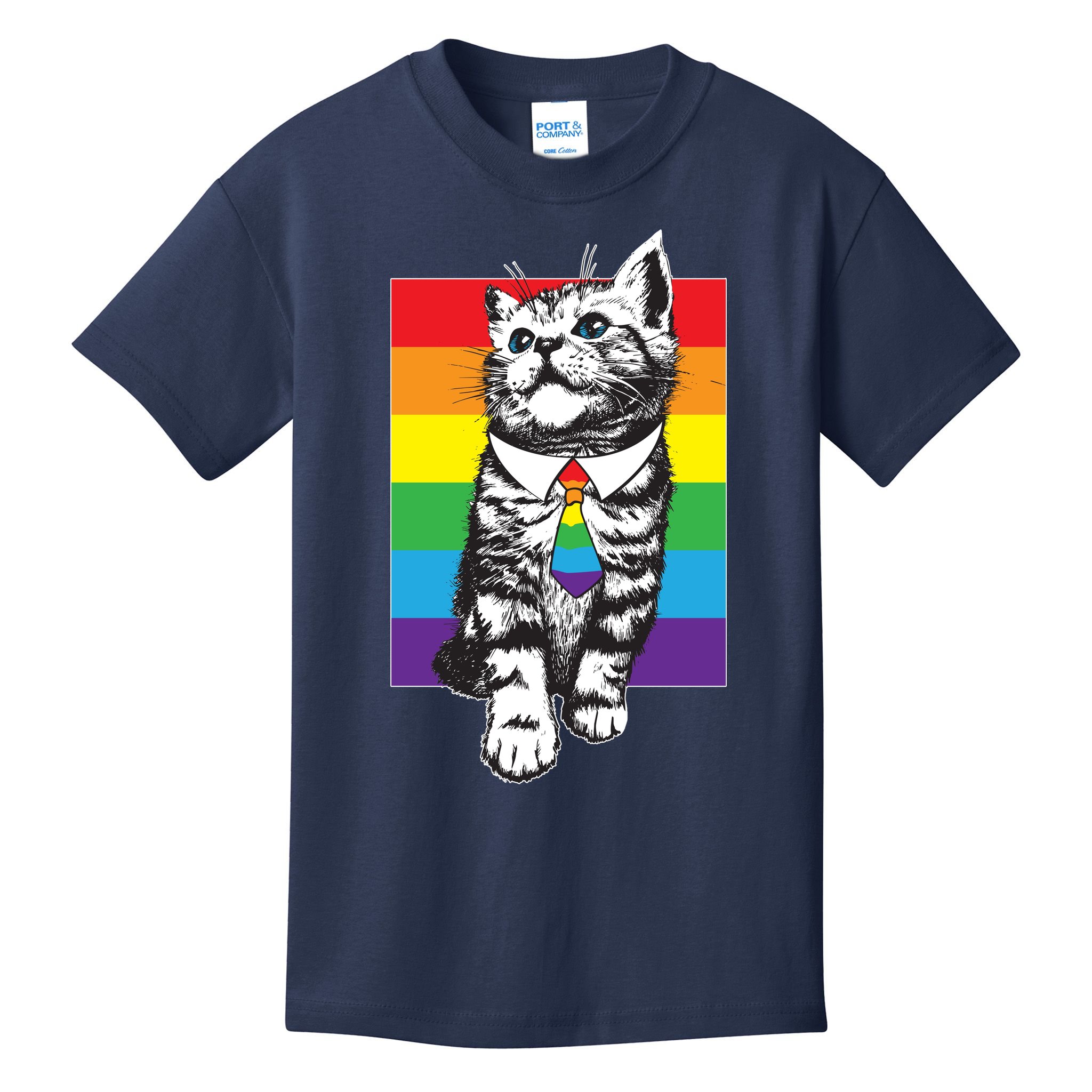 Retro Gay Pride Ally Support Kitten Kids T-Shirt
