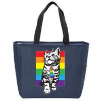 Retro Gay Pride Ally Support Kitten Zip Tote Bag