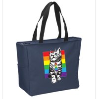 Retro Gay Pride Ally Support Kitten Zip Tote Bag