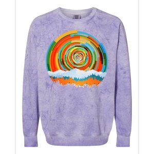 Retro Geometric Sunrise Colorblast Crewneck Sweatshirt