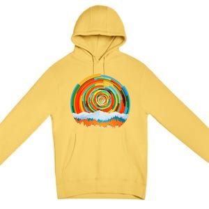 Retro Geometric Sunrise Premium Pullover Hoodie