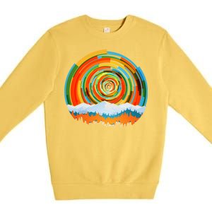 Retro Geometric Sunrise Premium Crewneck Sweatshirt