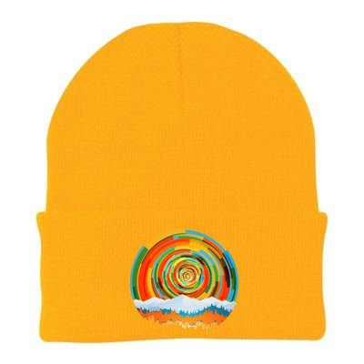 Retro Geometric Sunrise Knit Cap Winter Beanie