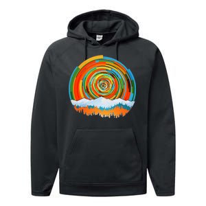 Retro Geometric Sunrise Performance Fleece Hoodie