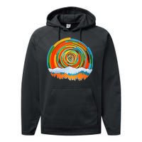 Retro Geometric Sunrise Performance Fleece Hoodie