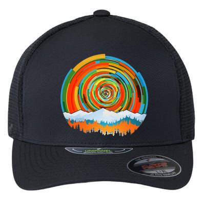 Retro Geometric Sunrise Flexfit Unipanel Trucker Cap