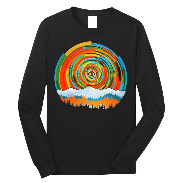 Retro Geometric Sunrise Long Sleeve Shirt