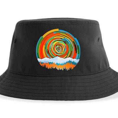 Retro Geometric Sunrise Sustainable Bucket Hat