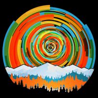 Retro Geometric Sunrise Button