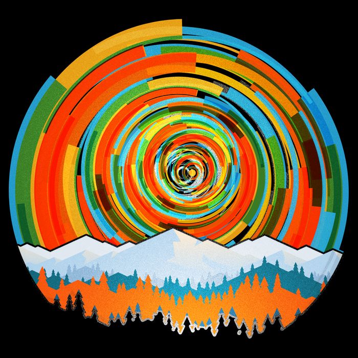 Retro Geometric Sunrise Button