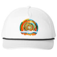 Retro Geometric Sunrise Snapback Five-Panel Rope Hat