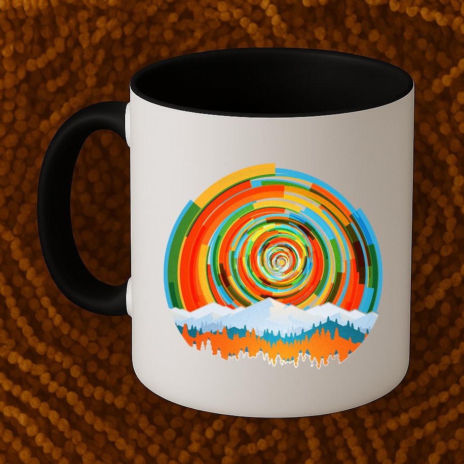 Retro Geometric Sunrise Mug