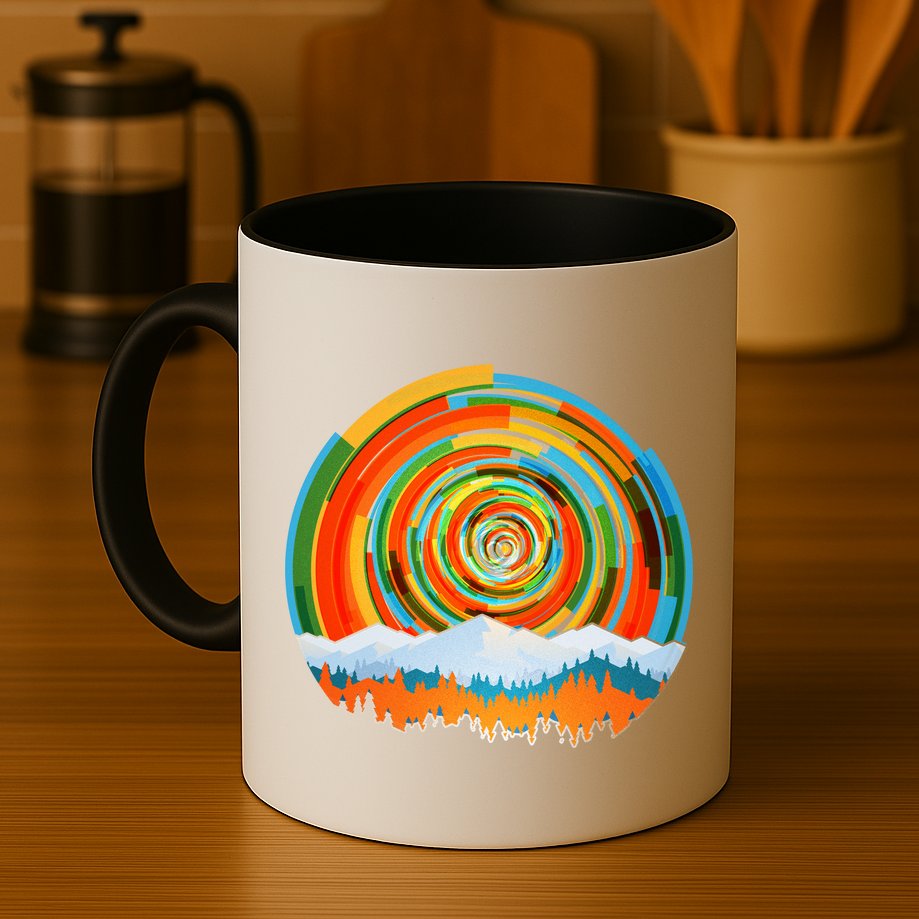Retro Geometric Sunrise Mug