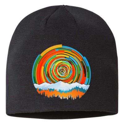 Retro Geometric Sunrise Sustainable Beanie